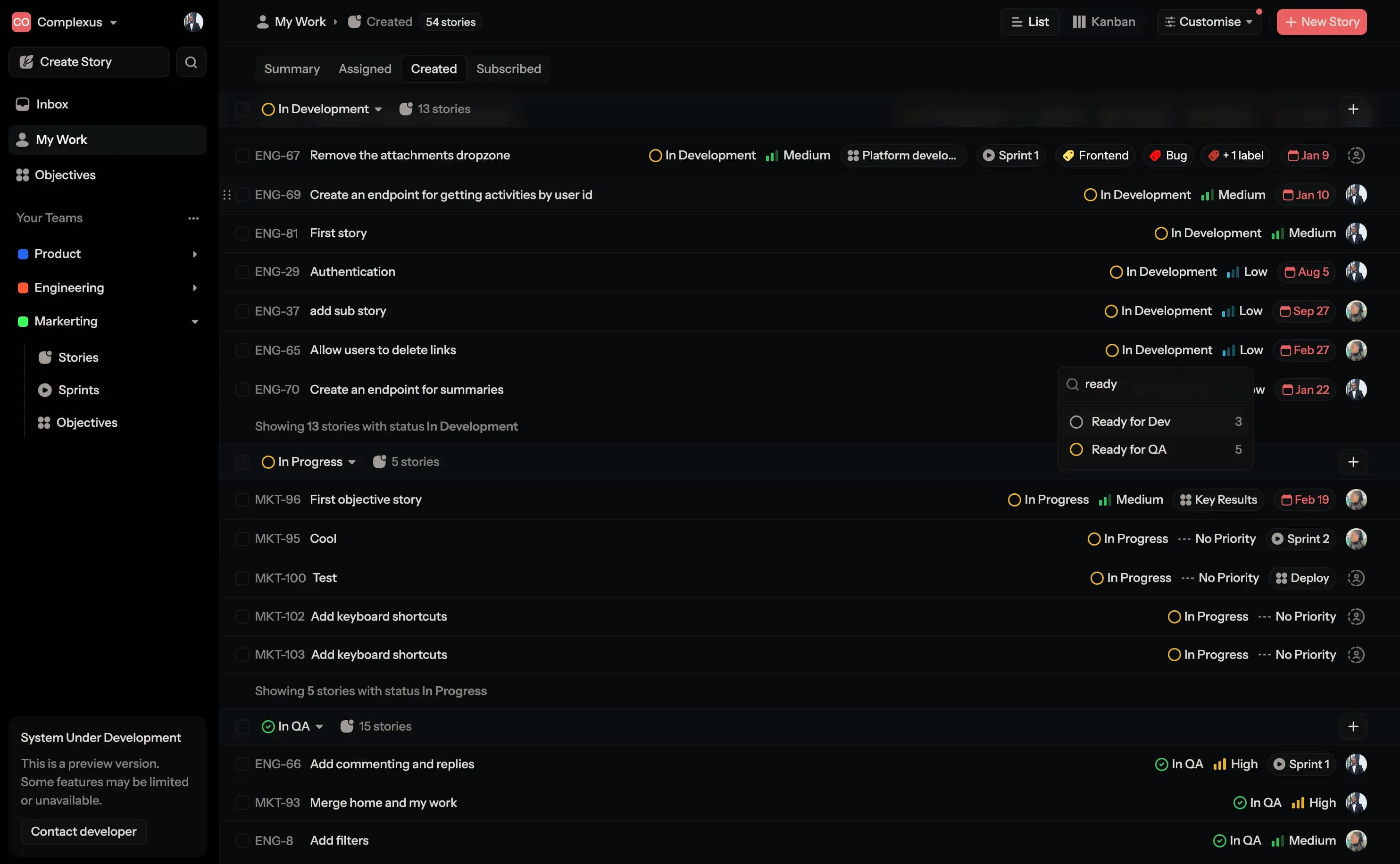 List stories